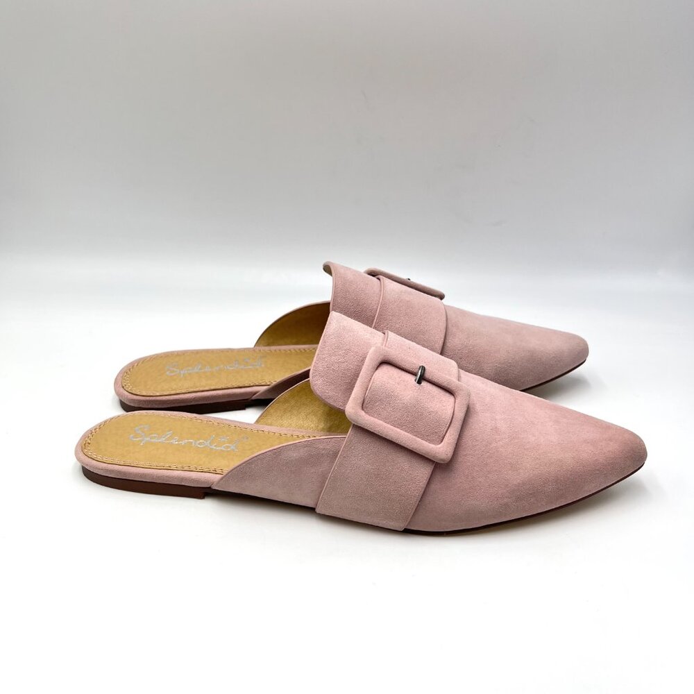 Splendid Size 9.5 Pink Suede Leather Slip On Point Toe Flats Mules Shoes Slides